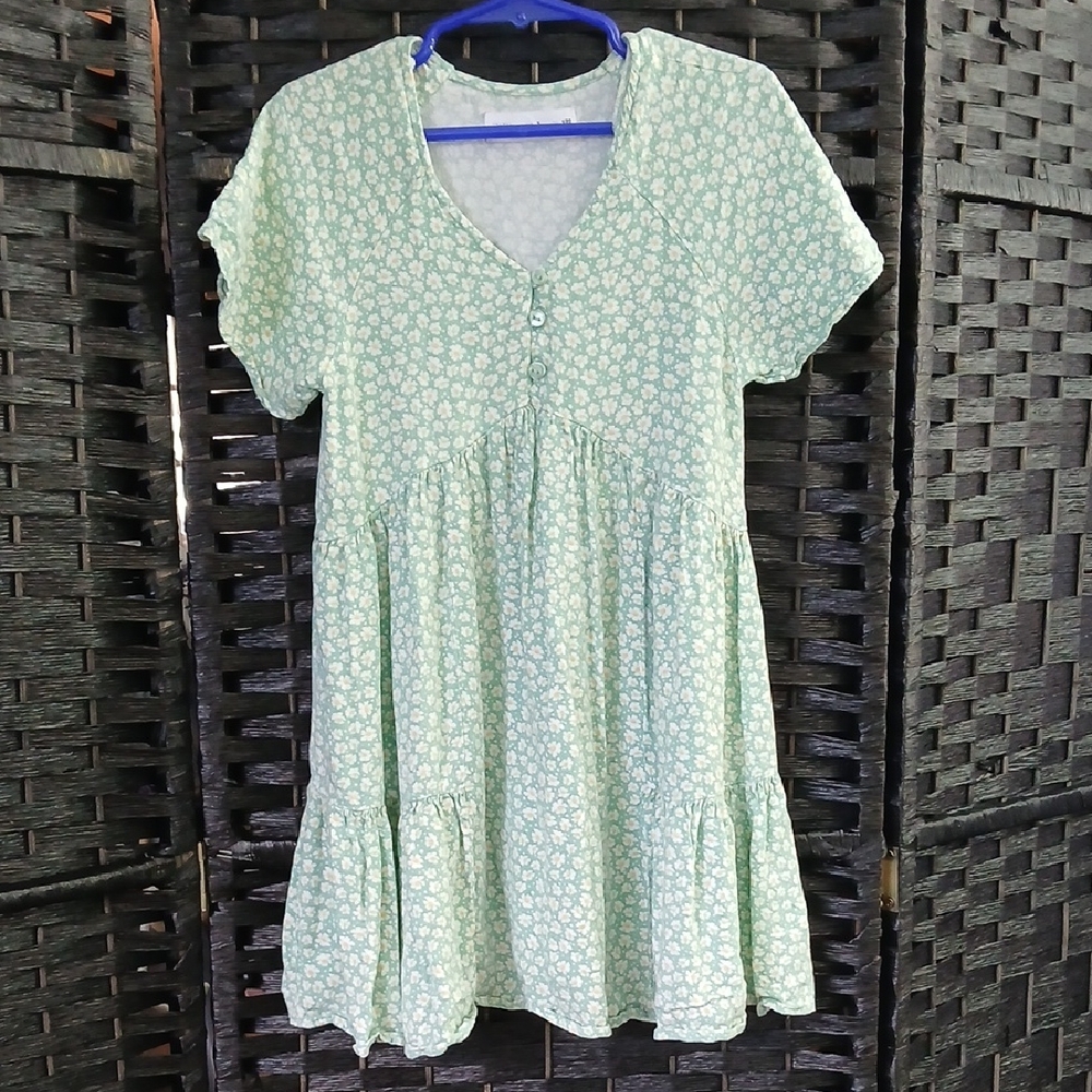 Zara Mint Green Floral Kids Dress SZ 7